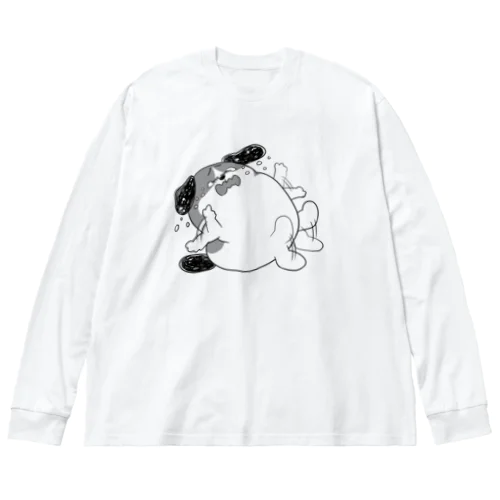 もじゃまるやだやだ　白黒 Big Long Sleeve T-Shirt