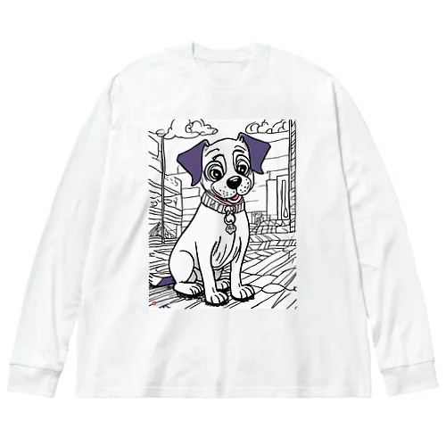 犬の絵 ビッグシルエットロングスリーブTシャツ