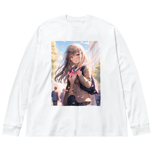 ブレザーセーラー服ミックス制服の女の子 Big Long Sleeve T-Shirt