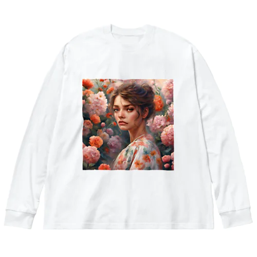 花の中で呼び止められる女性 Big Long Sleeve T-Shirt