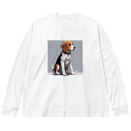 可愛らしいビーグル犬が ビッグシルエットロングスリーブTシャツ