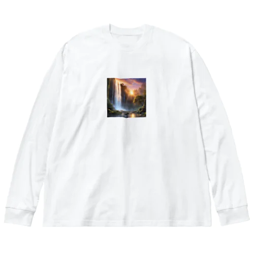 夕日と滝 Big Long Sleeve T-Shirt