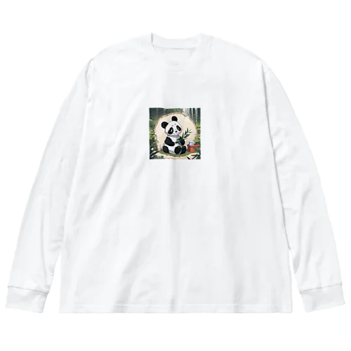 パンダエコワリアン: リサイクルやエコ活動を促進する可愛いパンダ  ビッグシルエットロングスリーブTシャツ