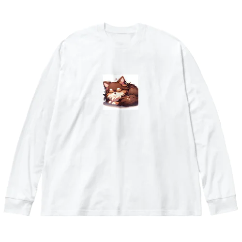 かわいいロングコートチワワ　アニメ風グッズ（おやすみバージョン） Big Long Sleeve T-Shirt