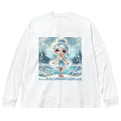 冬の魔法 - 1月の妖精 ビッグシルエットロングスリーブTシャツ