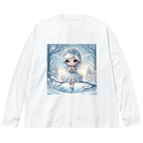 霜のキス - 雪原の小さな守護者 ビッグシルエットロングスリーブTシャツ