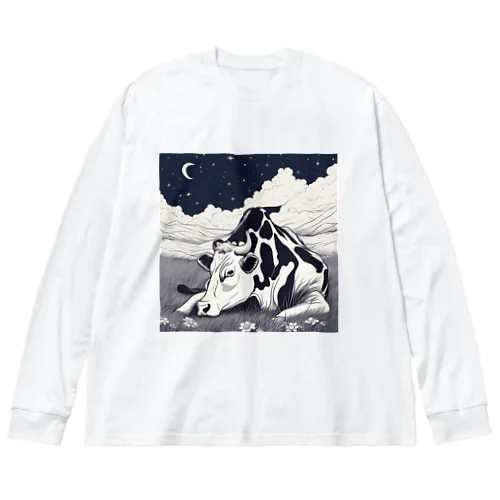 牛ト夜空 ビッグシルエットロングスリーブTシャツ