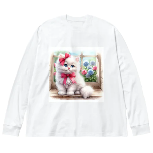 白猫のミーシャ ビッグシルエットロングスリーブTシャツ