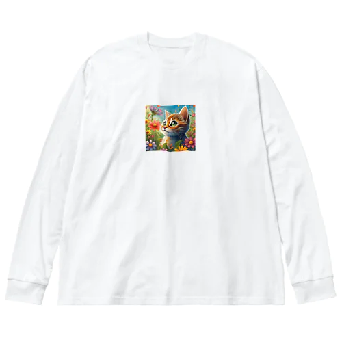 可愛い猫キラキラ Big Long Sleeve T-Shirt