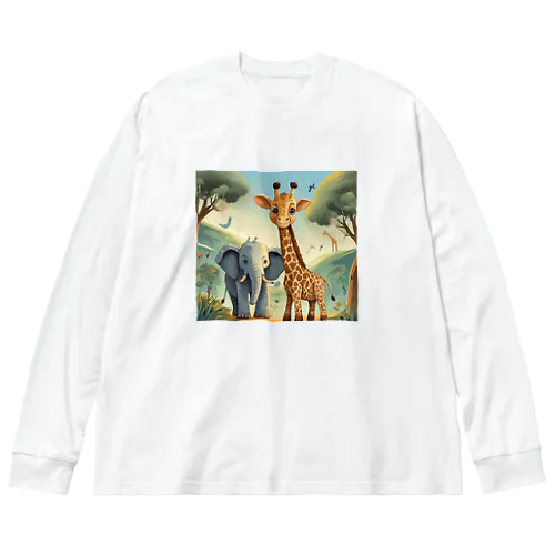 ゾウとキリン① Big Long Sleeve T-Shirt