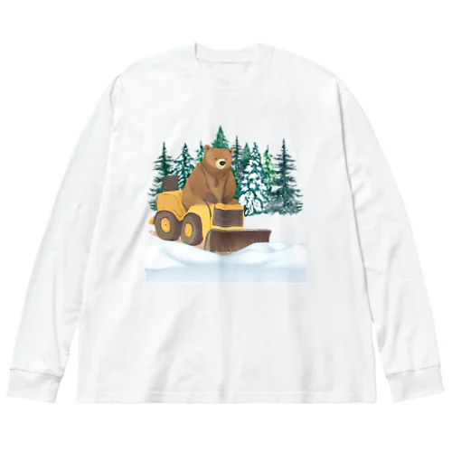 雪かきするクマ Big Long Sleeve T-Shirt