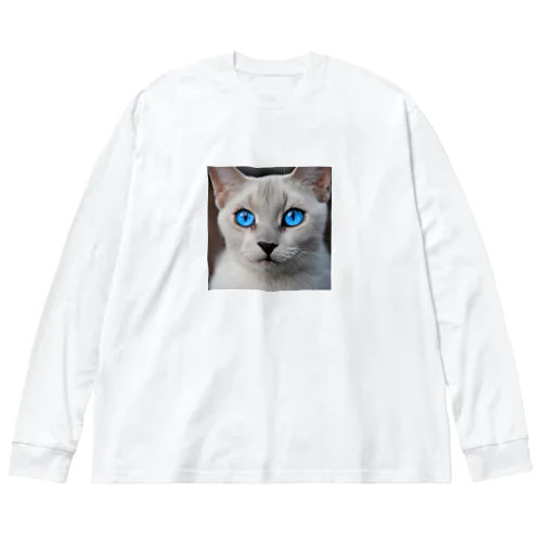 青目の猫 ビッグシルエットロングスリーブTシャツ