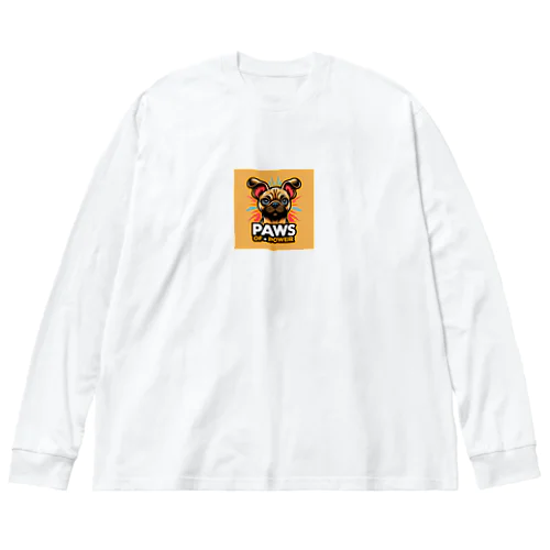 パグチワワ「Paws of Power」 ビッグシルエットロングスリーブTシャツ