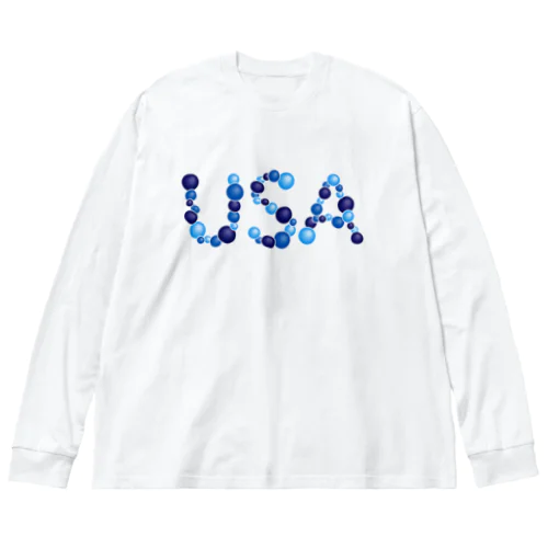 バルーン文字「USA」（青色系） Big Long Sleeve T-Shirt