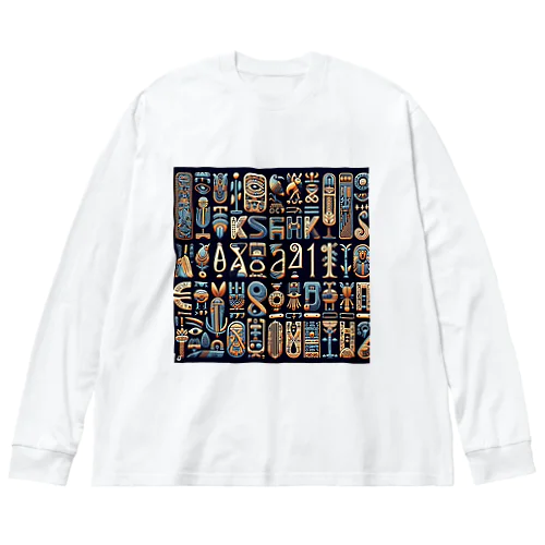 古代エジプト柄 Big Long Sleeve T-Shirt