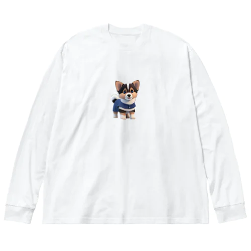 可愛い３D犬 ビッグシルエットロングスリーブTシャツ