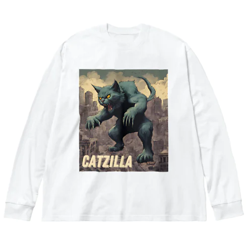 ゴジラになりたい猫 CATZILLA ビッグシルエットロングスリーブTシャツ