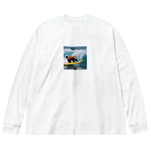 サーフィンをするレッサーパンダ Big Long Sleeve T-Shirt