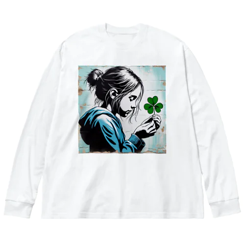 三つ葉のクローバーでさえ、祈る少女 Big Long Sleeve T-Shirt