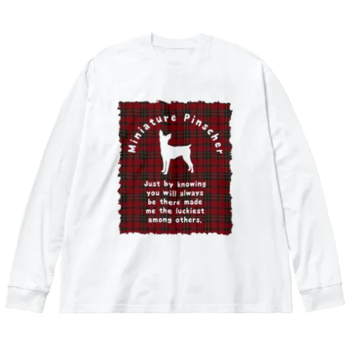 ミニチュアピンシャー　タータンチェック　【One:Happiness】 Big Long Sleeve T-Shirt