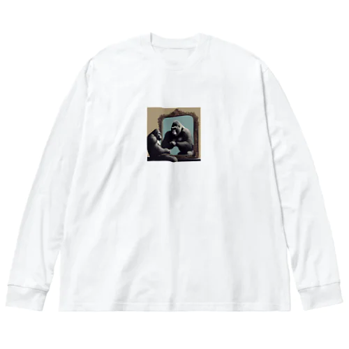 鏡に映るゴリラ Big Long Sleeve T-Shirt