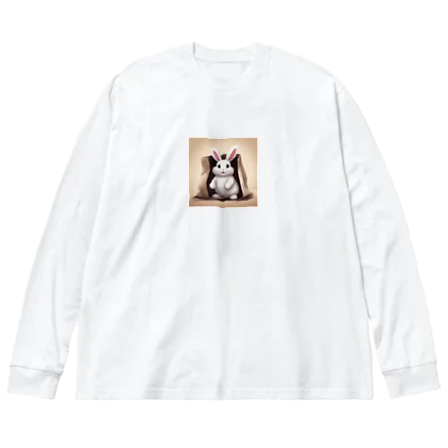 可愛らしさ100％の袋入りフサフサうさぎ！ Big Long Sleeve T-Shirt