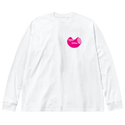 ピンク　ハート　aloha ビッグシルエットロングスリーブTシャツ