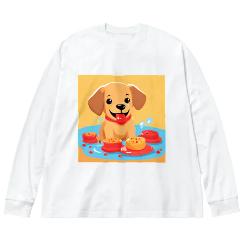 スイーツが大好きな子犬 Big Long Sleeve T-Shirt