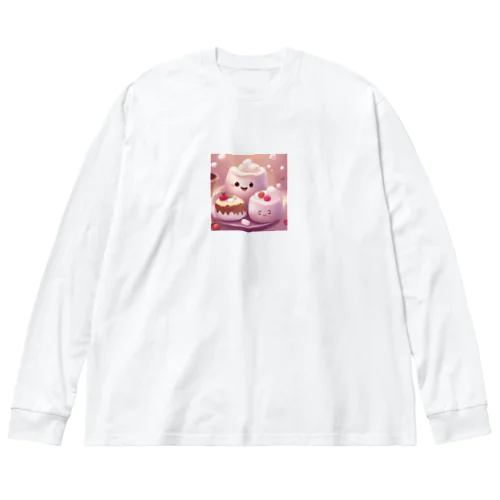 ふわふわマシュマロかわいいプリン ビッグシルエットロングスリーブTシャツ