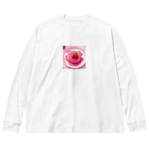 ピンクストロベリーかわいいプリン ビッグシルエットロングスリーブTシャツ