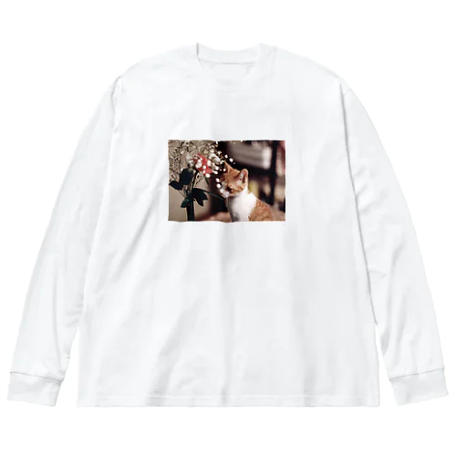 哀愁の猫ちゃん ビッグシルエットロングスリーブTシャツ