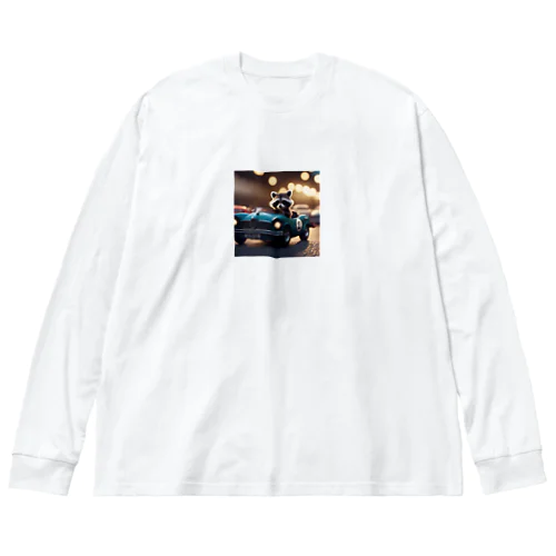 カーレースに参加しているアライグマ Big Long Sleeve T-Shirt