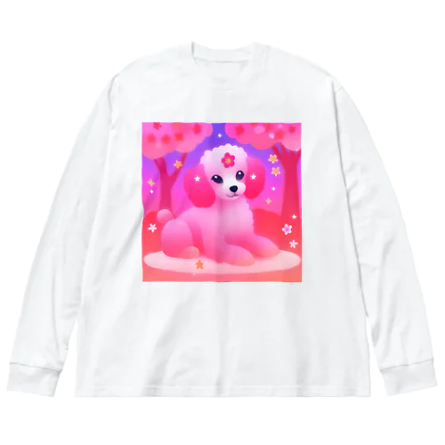 お花見犬 ビッグシルエットロングスリーブTシャツ