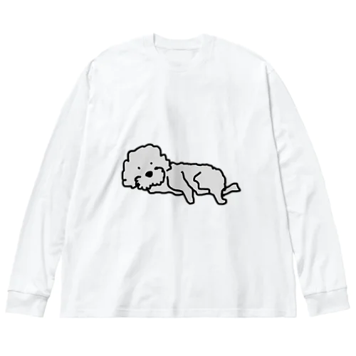 なにか？とちょっ起きるワンさん　犬 ビッグシルエットロングスリーブTシャツ