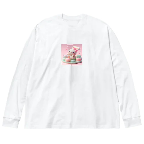 ほわほわマカロンうさぎ ビッグシルエットロングスリーブTシャツ