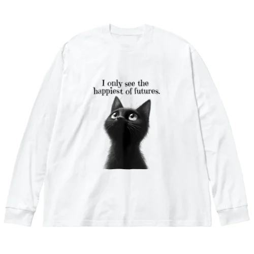 幸運を願う黒猫 ビッグシルエットロングスリーブTシャツ