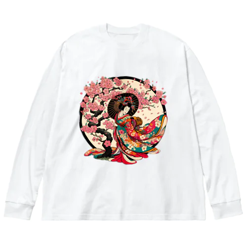 浮世絵 花魁と桜 Ukiyoe Oiran and Cherry Blossoms [UOS-DL-SR001-0001] Big Long Sleeve T-Shirt