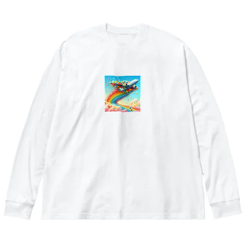 可愛い飛行機 ビッグシルエットロングスリーブTシャツ