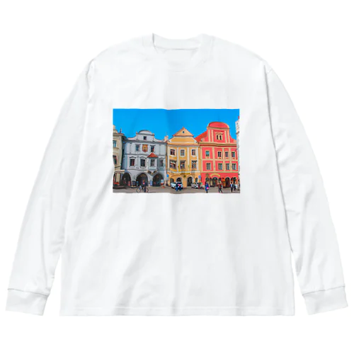  colorful buildings in  czech ビッグシルエットロングスリーブTシャツ