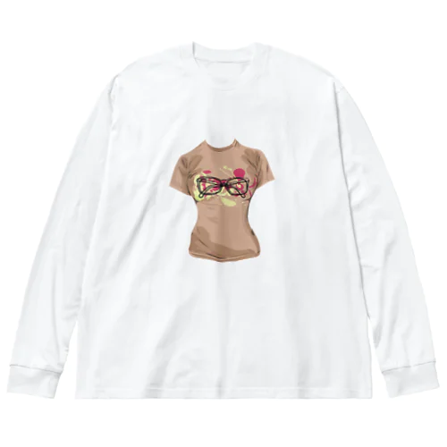 水玉メガネ柄シャツ 루즈핏 롱 슬리브 티셔츠