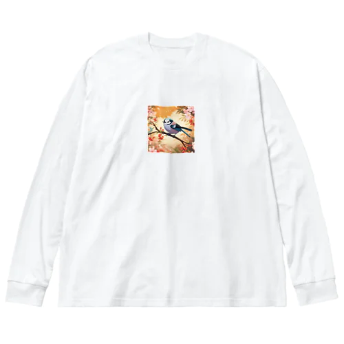 寝ているシマエナガ ビッグシルエットロングスリーブTシャツ