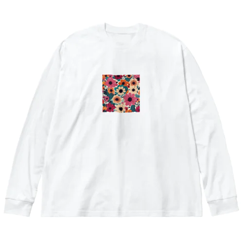 北欧風　花柄　マリメッコ風 ビッグシルエットロングスリーブTシャツ