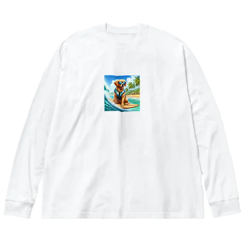 ワンちゃんサーファー ビッグシルエットロングスリーブTシャツ