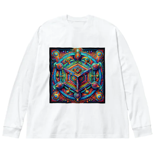 フラクタル超次元立方体〈神の家〉🏠サイケデリックタリスマン ビッグシルエットロングスリーブTシャツ