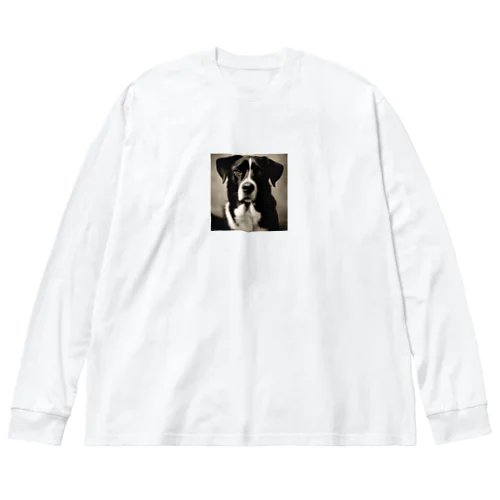 レトロでかわいい写真は、一匹の愛らしい犬 Big Long Sleeve T-Shirt