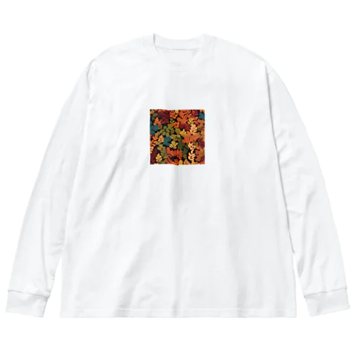 北欧風　葉っぱデザイン　Scandinavian style leaf design Big Long Sleeve T-Shirt