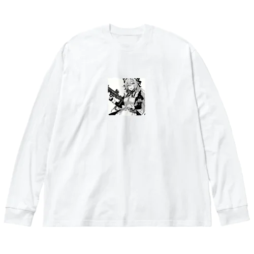 闘う猫メイド🐾1 ビッグシルエットロングスリーブTシャツ