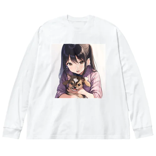 犬と少女 ビッグシルエットロングスリーブTシャツ