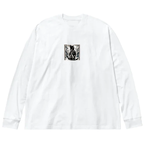 男らしいねこ ビッグシルエットロングスリーブTシャツ