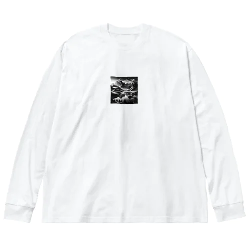 白黒風景 ビッグシルエットロングスリーブTシャツ